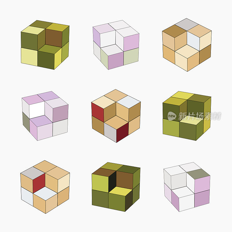 Vector cube model pattern symbol for design